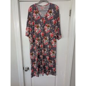 Dwell + Slumber Floral‎ Midi Dress Kimono Sleeve maternity One Size